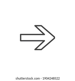 Right arrow line icon. linear style sign for mobile concept and web design. Exit way arrow outline vector icon. Symbol, logo illustration. Vector graphics