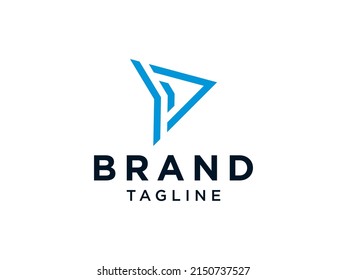 Right Arrow Logo. Blue  Geometric Paper Plane Arrow Up Origami Style isolated on White Background. Usable for Business and Delivery Logos. Flat Vector Logo Design Template Element