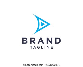 Right Arrow Up Logo. Blue Geometric Arrow Shape isolated on White Background. Usable for Business and Technology Logos. Flat Vector Logo Design Template Element.
