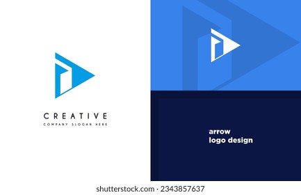 Right Arrow Logo. Blue Purple Gradient Geometric Arrow Shape.Usable for Business and Technology Logos. Flat Vector Logo Design Template Element.