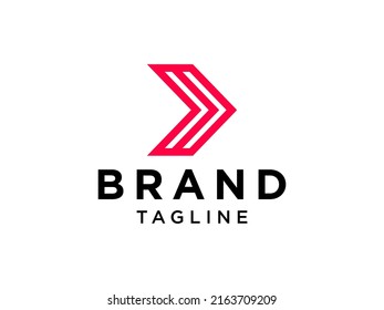 Right Arrow Logo. Red Geometric Arrow Shape Linear Style isolated on White Background. Usable for Business and Technology Logos. Flat Vector Logo Design Template Element.