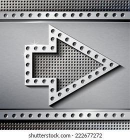 Right arrow on a metal background