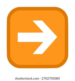 right arrow with orange border sign flat color vector illustration template design