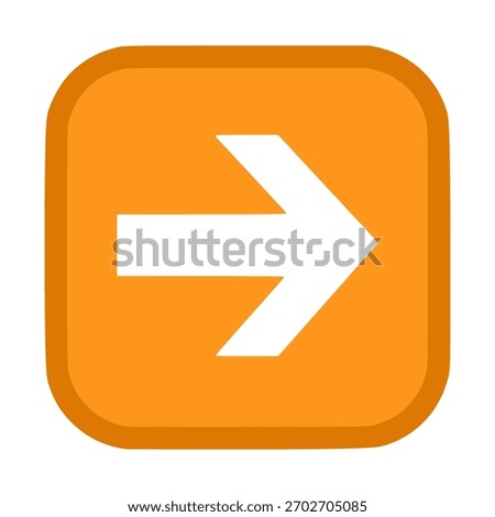 right arrow with orange border sign flat color vector illustration template design