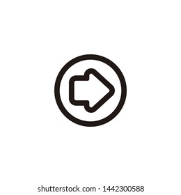 right arrow outline in a circle icon sign signifier vector