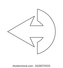 Right Arrow Outline Vector Icon Isolated on White Background
