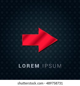 Right Arrow Red chromium precious metallic 3D Icon / Logo Design
