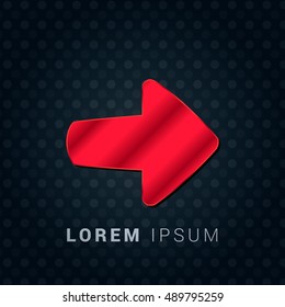 Right Arrow Red chromium precious metallic 3D Icon / Logo Design