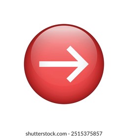 Right arrow red icon sign. Vector illustration