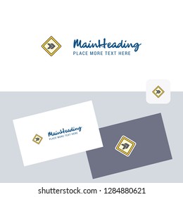 Right arrow road sign  vector logotype with business card template. Elegant corporate identity. - Vector