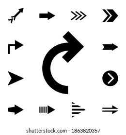Right arrow semicircle flat vector icon in arrows pack
