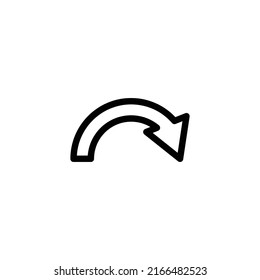 Right arrow semicircle icon vector. suitable for next icon, ui-ux, web, website, start up, pixel perfect. line icon style. Simple design illustration editable