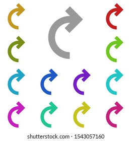 Right arrow semicircle multi color icon. Simple glyph, flat vector of arrow icons for ui and ux, website or mobile application