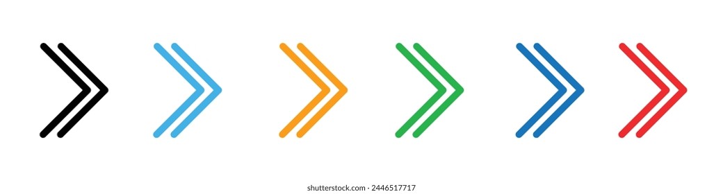 Right arrow shows next or forward move direction button icon.