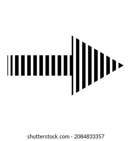 Right arrow sign. Black in line. App design. Creative art. Navigation element. Vector illustration. Stock image. 