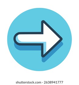 right arrow sign with blue circle flat color vector illustration template design