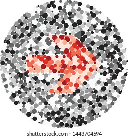 Right Arrow sign color distributed circles dots illustration