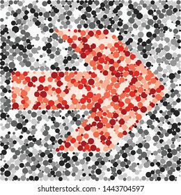 Right Arrow sign color distributed circles dots illustration