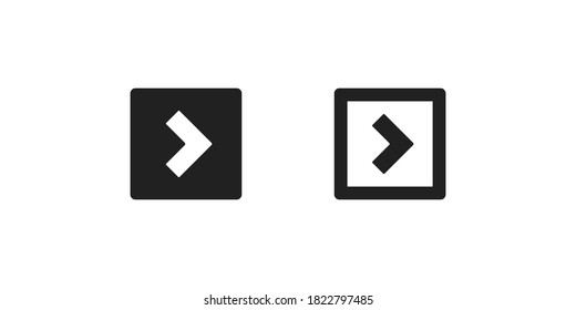 Right arrow simple icon set. Pointer, web design sign, button in vector flat style.