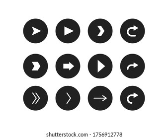 Right arrow, simple icon for your desidn. Round arrow illustration set in vector flat style.