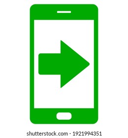 Right arrow and smartphone on white
