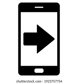 Right arrow and smartphone on white