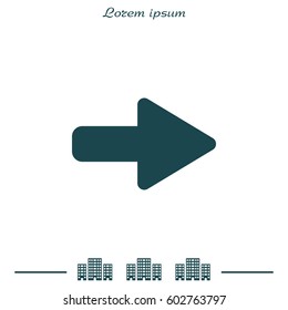 Right arrow symbol icon. vector illustration