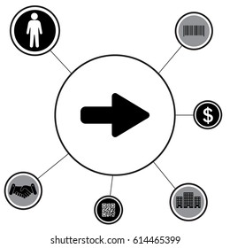 Right arrow symbol icon. vector illustration