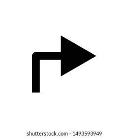 Right arrow turn icon. Simple glyph, flat vector of arrows icons for UI and UX, website or mobile application