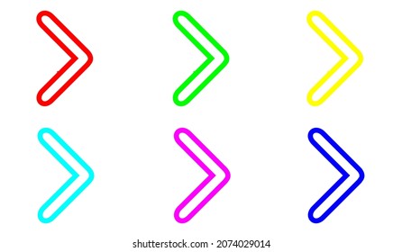 Right arrow vector icon. Colorful Arrow next icon sign symbol vector. Flat design style. Vector icon on white background