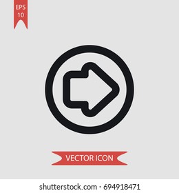 Right arrow vector icon, illustration symbol