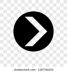 Right arrow vector icon isolated on transparent background, Right arrow transparency logo concept