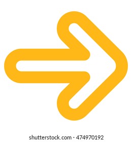 Right Arrow vector icon. Style is linear flat icon symbol, yellow color, white background.