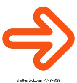 Right Arrow vector icon. Style is outline flat icon symbol, orange color, white background.