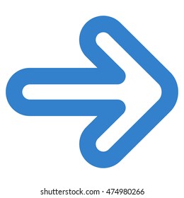 Right Arrow vector icon. Style is outline flat icon symbol, cobalt color, white background.
