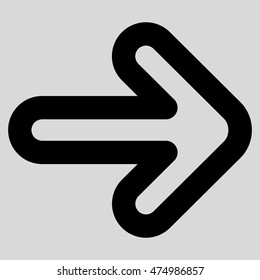 Right Arrow vector icon. Style is linear flat icon symbol, black color, light gray background.
