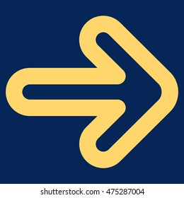 Right Arrow vector icon. Style is contour flat icon symbol, yellow color, blue background.