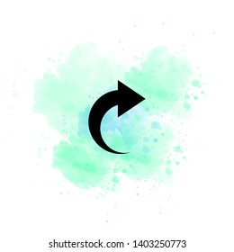 Right arrow vector icon. Watercolor illustration