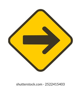 right arrow yellow road sign direction vector illustration template design