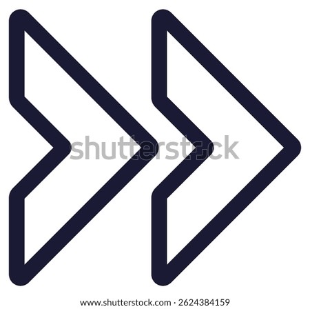 Right arrows direction outline icon isolated on white background.