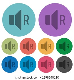 Right audio channel darker flat icons on color round background