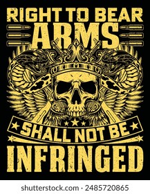 RIGHT TO BEAR ARMS SHALL NOT BE INFRINGED T-SHIRT DESIGN