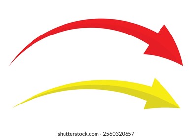 Right bend arrow icon. red, yellow icon. Simple doodle curve side arrow of motion icon vector illustration. different color right side icon vector. Vector illustration. 