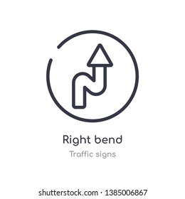 right bend outline icon. isolated line vector illustration from traffic signs collection. editable thin stroke right bend icon on white background