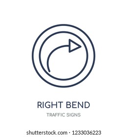 Right bend sign icon. Right bend sign linear symbol design from Traffic signs collection. Simple outline element vector illustration on white background