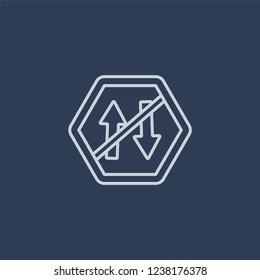 Right bend sign icon. Trendy flat vector line Right bend sign icon on dark blue background from traffic sign collection. 