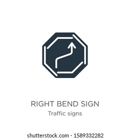 Right bend sign icon vector. Trendy flat right bend sign icon from traffic signs collection isolated on white background. Vector illustration can be used for web and mobile graphic design, logo, eps10