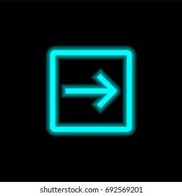 Right blue glowing neon ui ux icon. Glowing sign logo vector