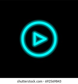 Right blue glowing neon ui ux icon. Glowing sign logo vector