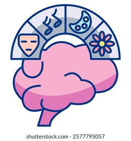 Right brain Icon - Lineal Color Style - Brain Theme